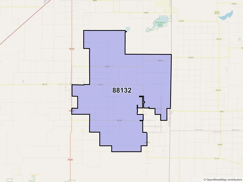 Map of Rogers, New Mexico and ZIP codes