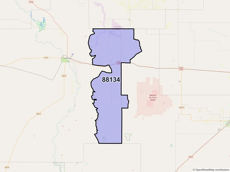 Map of ZIP Code 88134 — Taiban, NM