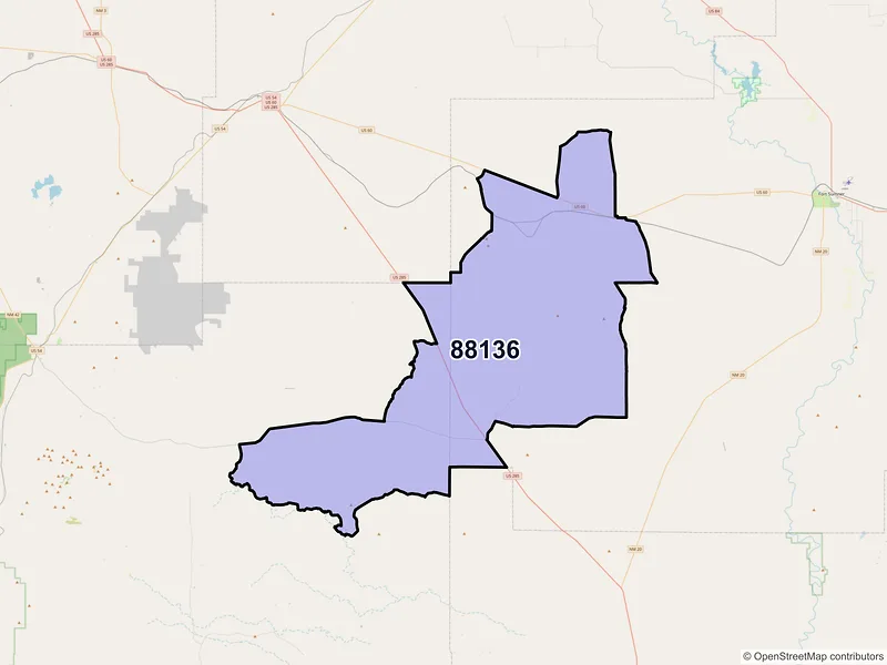 Map of ZIP Code 88136 — Yeso, NM