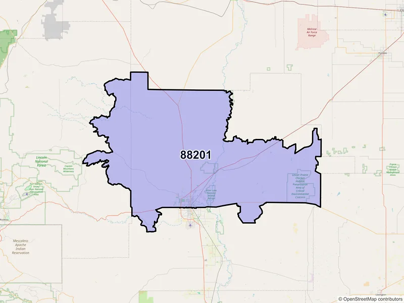 Map of ZIP Code 88201 — Roswell, NM