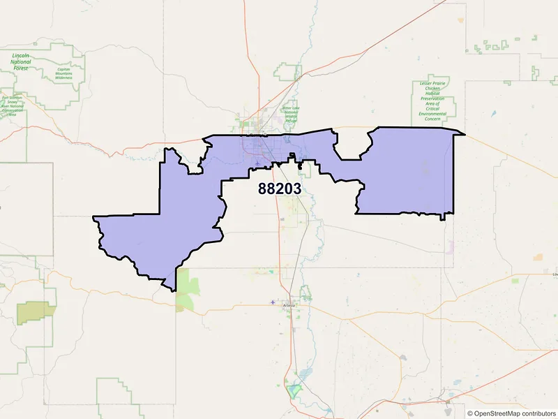 Map of ZIP Code 88203 — Roswell, NM