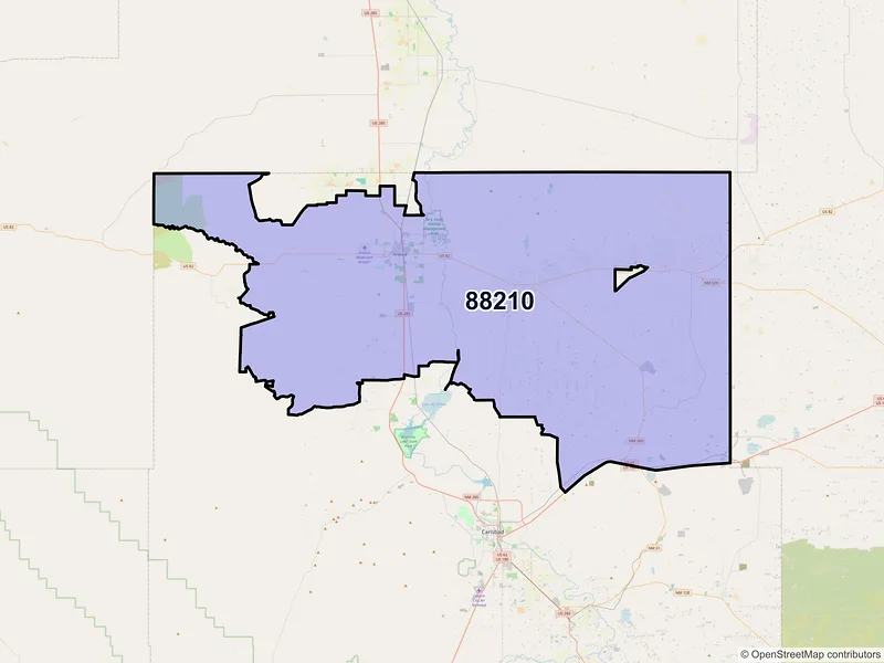 Map of ZIP Code 88210 — Artesia, NM