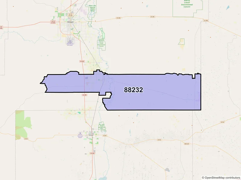 Map of ZIP Code 88232 — Hagerman, NM