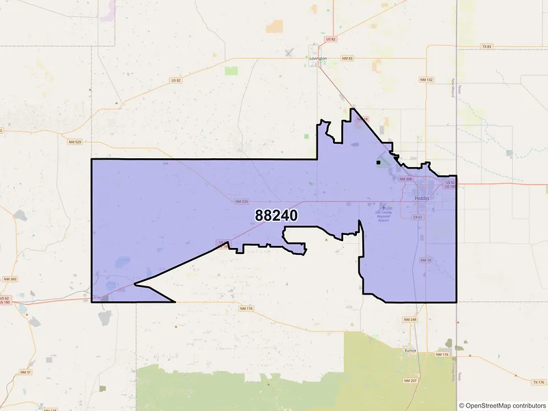 Map of ZIP Code 88240 — Hobbs, NM