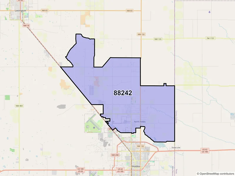 Map of ZIP Code 88242 — Hobbs, NM
