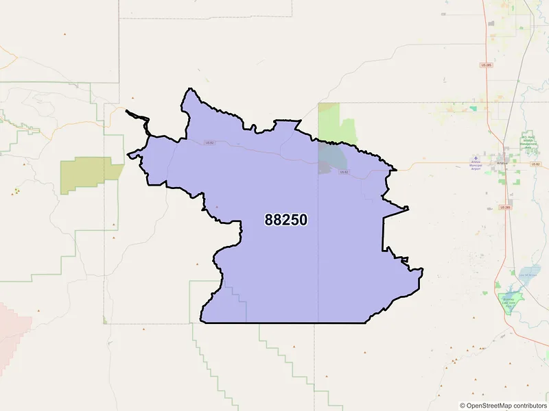 Map of Hope, New Mexico and ZIP codes