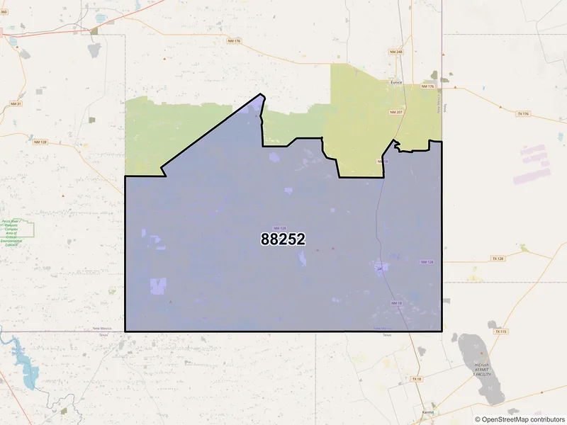 Map of ZIP Code 88252 — Jal, NM