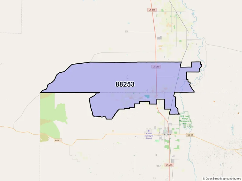 Map of Lake Arthur, New Mexico and ZIP codes