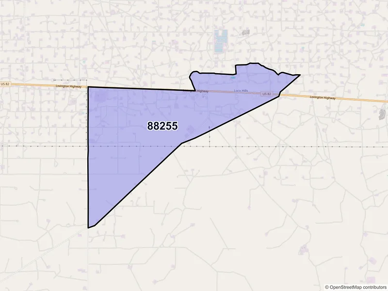 Map of Loco Hills, New Mexico and ZIP codes