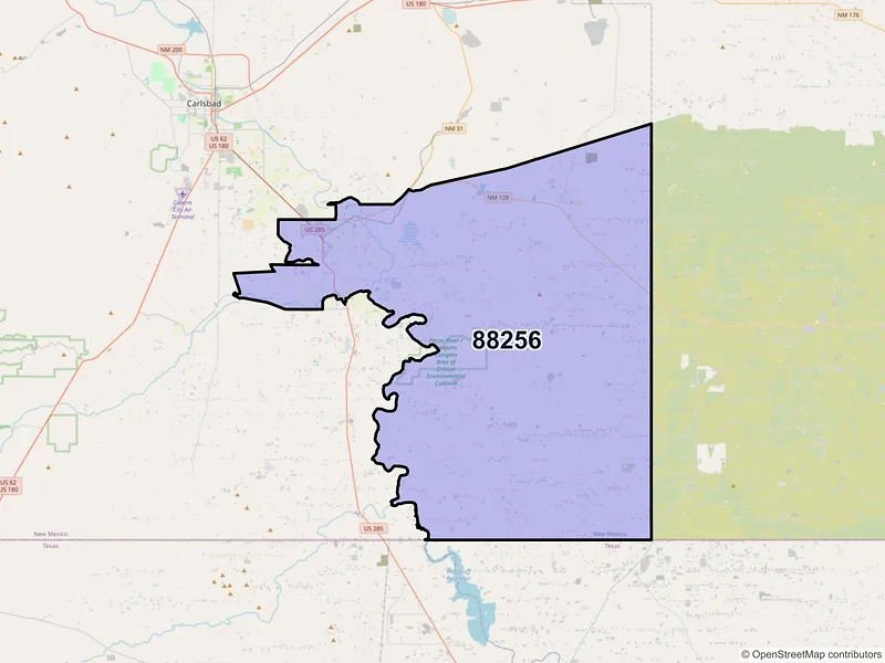 Map of Loving, New Mexico and ZIP codes