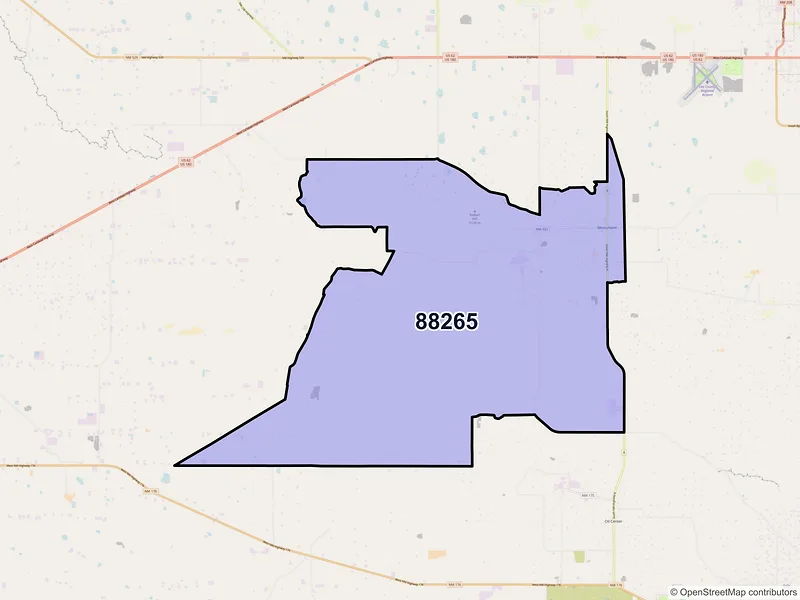 Map of ZIP Code 88265 — Monument, NM