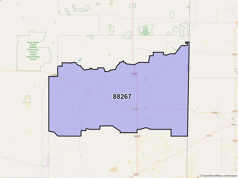 Map of ZIP Code 88267 — Tatum, NM