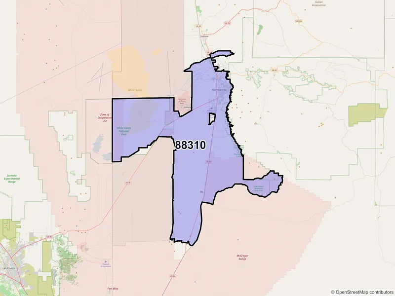 Map of ZIP Code 88310 — Alamogordo, NM