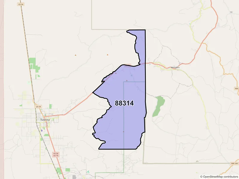 Map of ZIP Code 88314 — Bent, NM