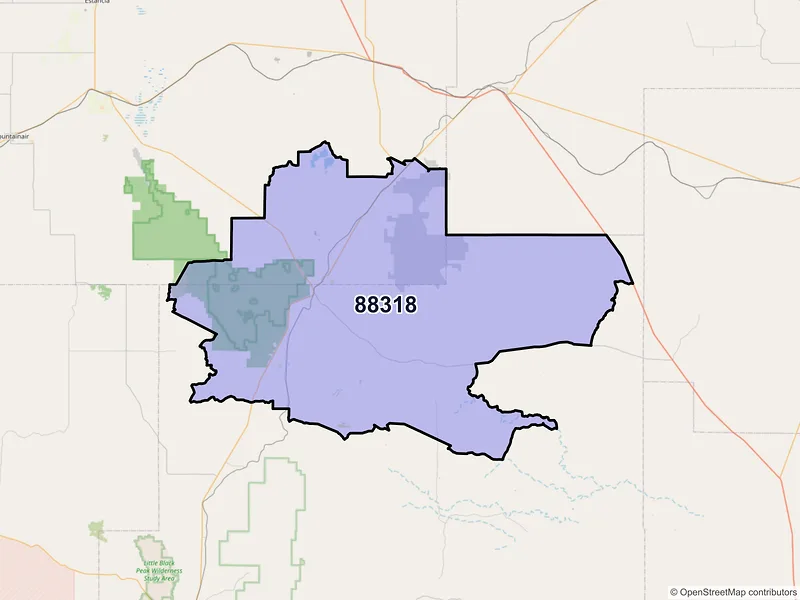 Map of ZIP Code 88318 — Corona, NM