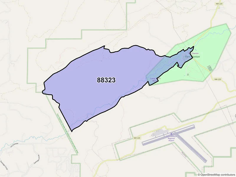 Map of Fort Stanton, New Mexico and ZIP codes
