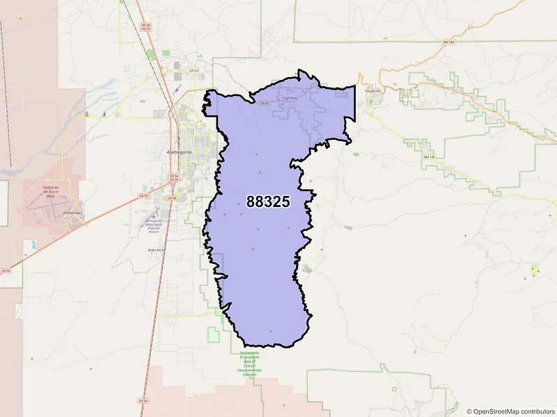 Map of High Rolls Mountain Park, New Mexico and ZIP codes