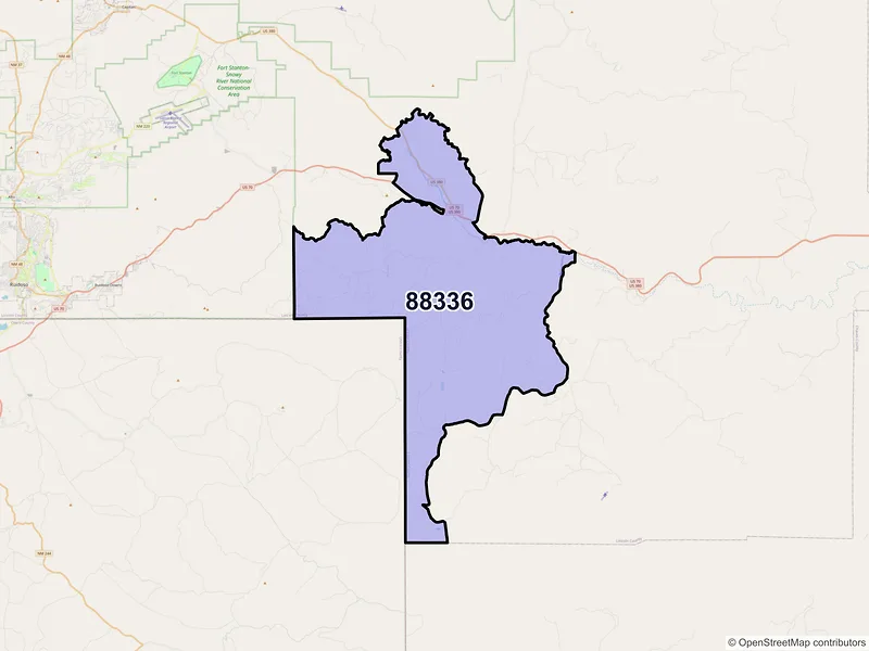 Map of ZIP Code 88336 — Hondo, NM