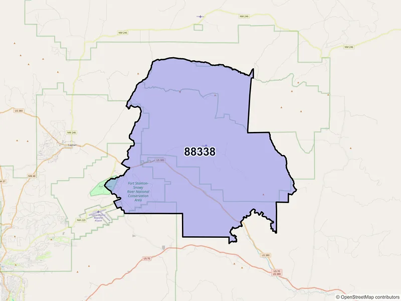 Map of Lincoln, New Mexico and ZIP codes