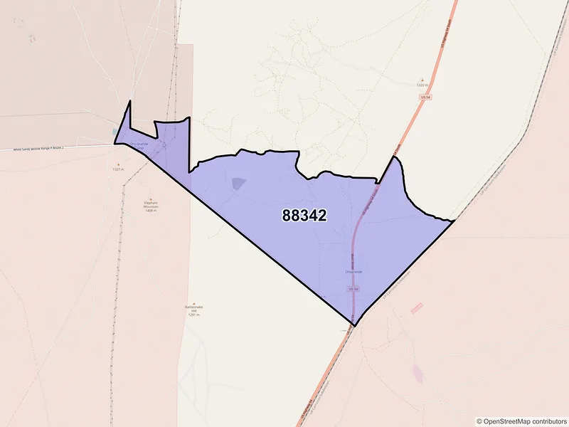 Map of Orogrande, New Mexico and ZIP codes