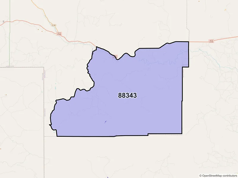 Map of Picacho, New Mexico and ZIP codes