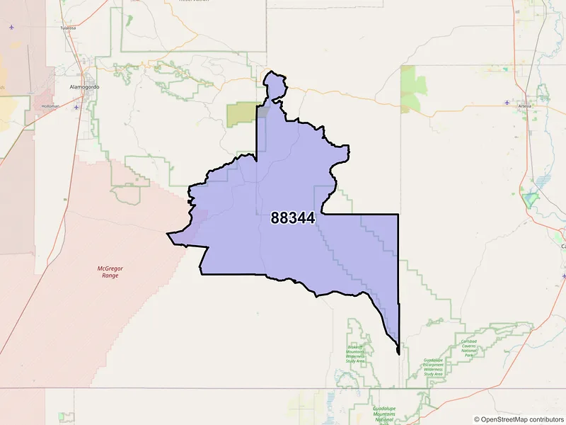 Map of ZIP Code 88344 — Pinon, NM