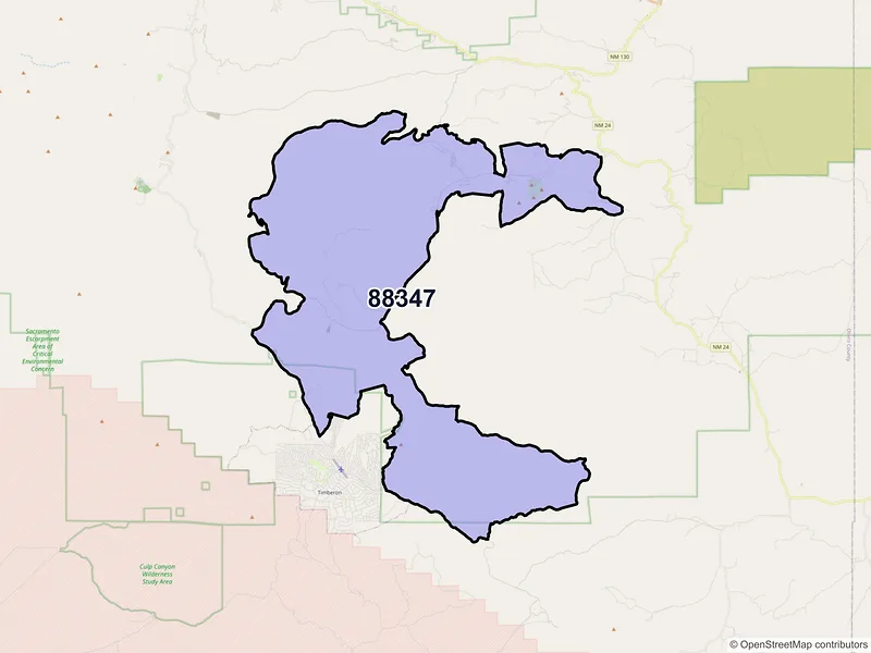 Map of Sacramento, New Mexico and ZIP codes