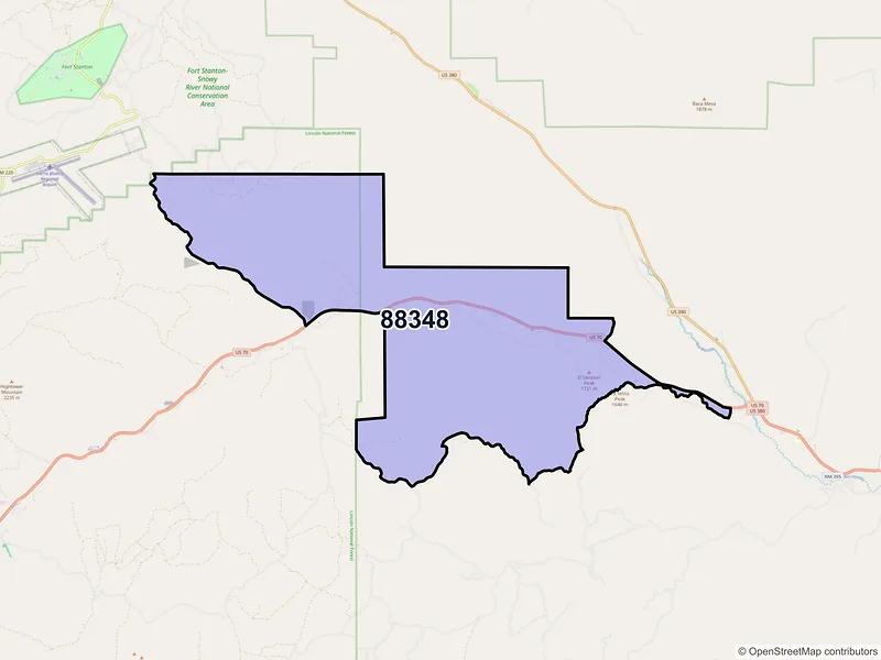 Map of ZIP Code 88348 — San Patricio, NM