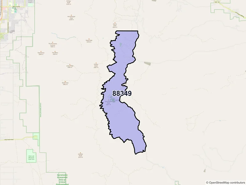 Map of Sunspot, New Mexico and ZIP codes