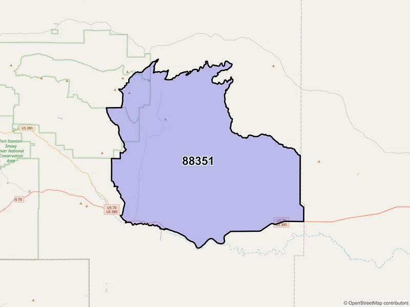 Map of ZIP Code 88351 — Tinnie, NM
