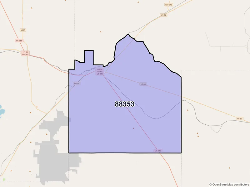 Map of Vaughn, New Mexico and ZIP codes