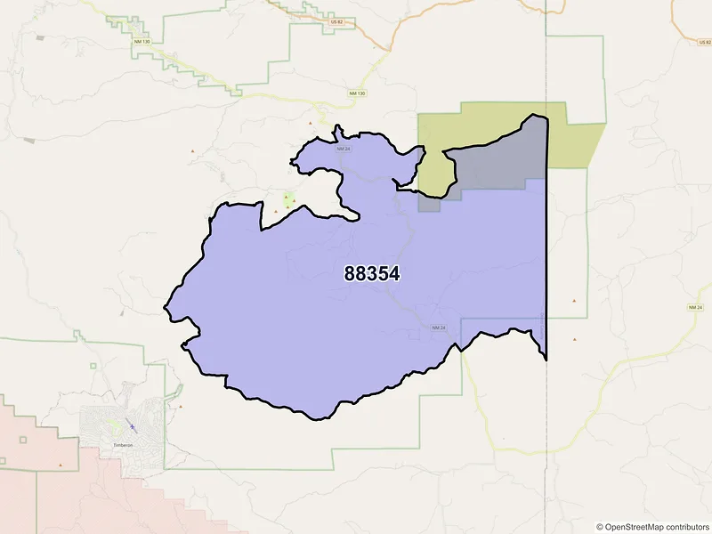 Map of ZIP Code 88354 — Weed, NM