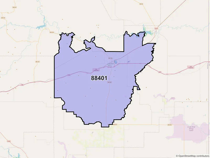 Map of ZIP Code 88401 — Tucumcari, NM