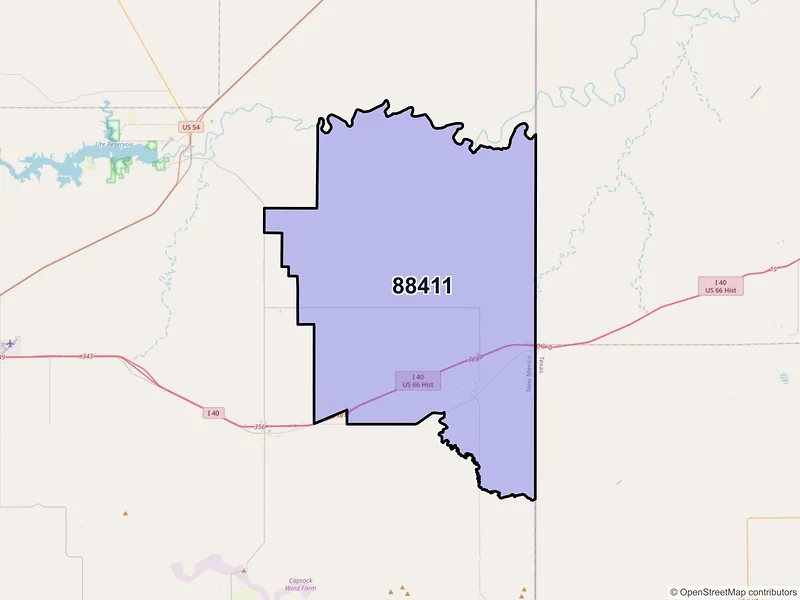 Map of ZIP Code 88411 — Bard, NM