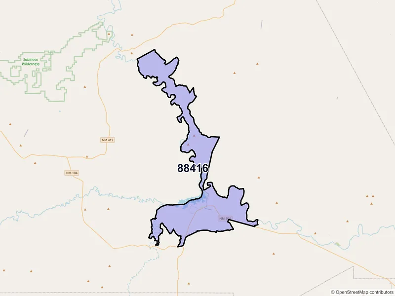 Map of Conchas Dam, New Mexico and ZIP codes