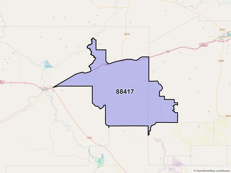Map of ZIP Code 88417 — Cuervo, NM