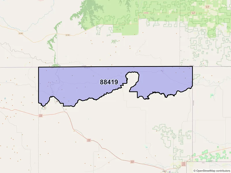 Map of ZIP Code 88419 — Folsom, NM