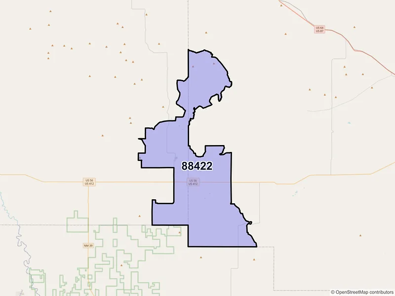 Map of ZIP Code 88422 — Gladstone, NM