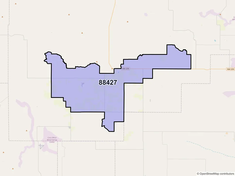 Map of ZIP Code 88427 — McAlister, NM