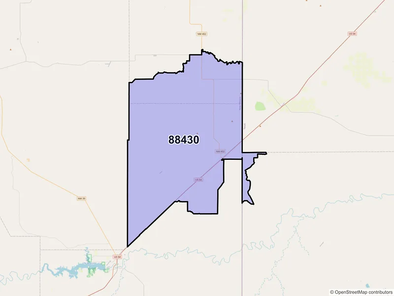 Map of ZIP Code 88430 — Nara Visa, NM