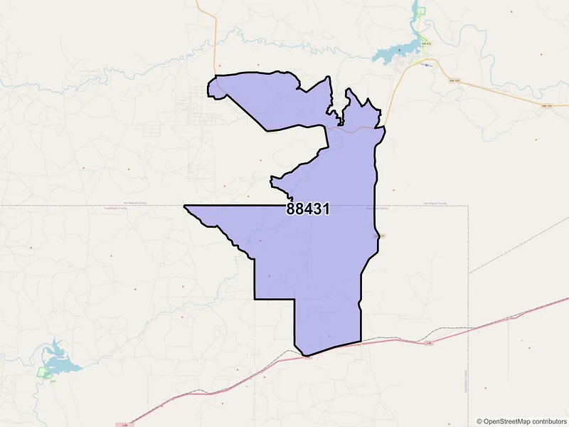 Map of ZIP Code 88431 — Newkirk, NM