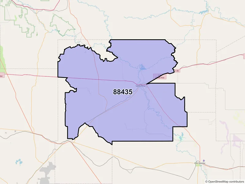 Map of ZIP Code 88435 — Santa Rosa, NM