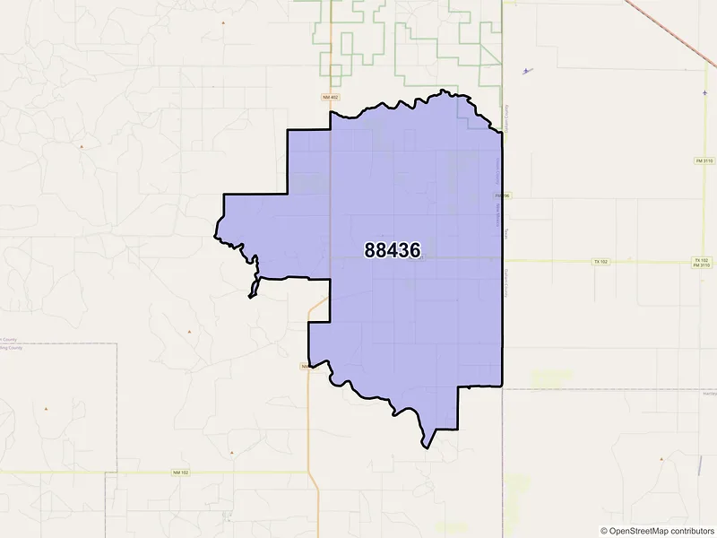 Map of ZIP Code 88436 — Sedan, NM
