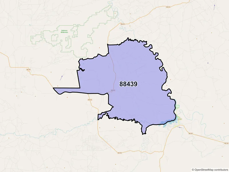 Map of ZIP Code 88439 — Trementina, NM