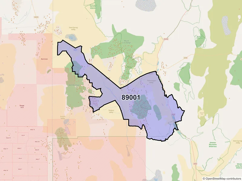Map of ZIP Code 89001 — Alamo, NV