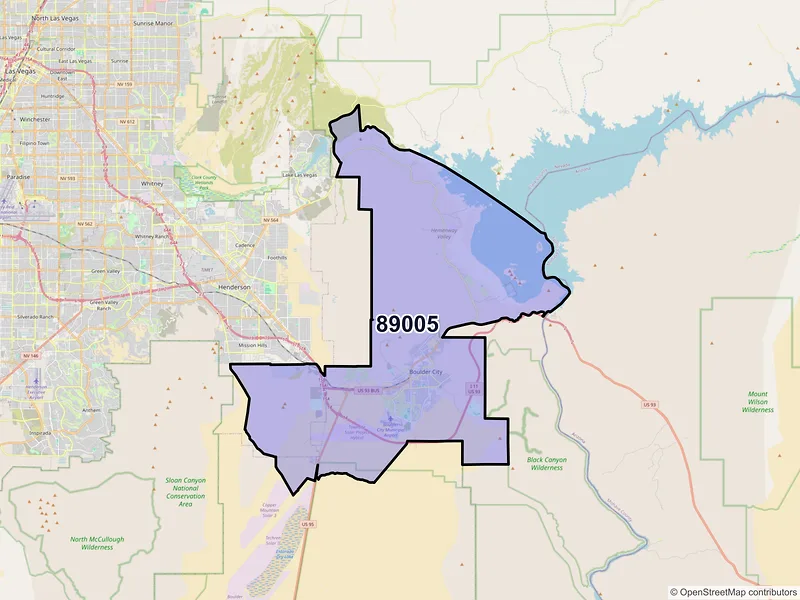 Map of ZIP Code 89005 — Boulder City, NV
