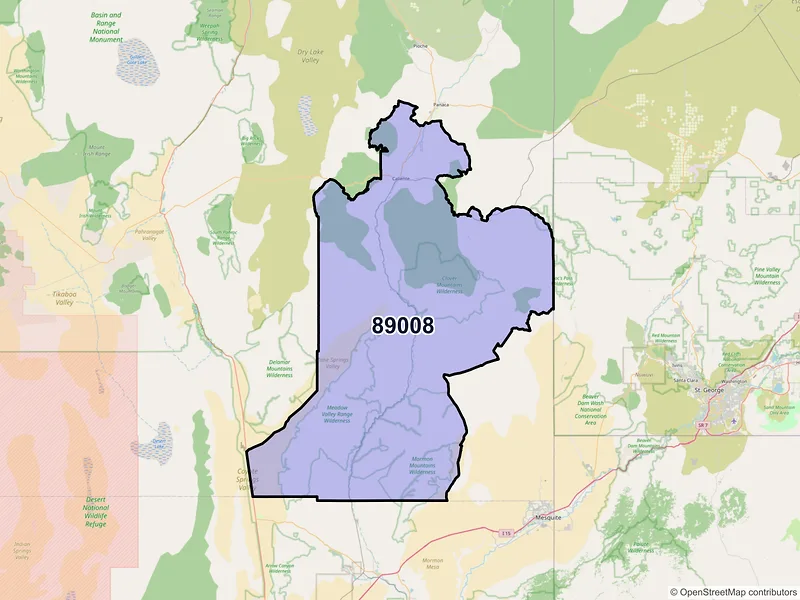 Map of ZIP Code 89008 — Caliente, NV