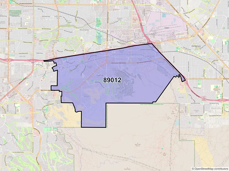 Map of ZIP Code 89012 — Henderson, NV