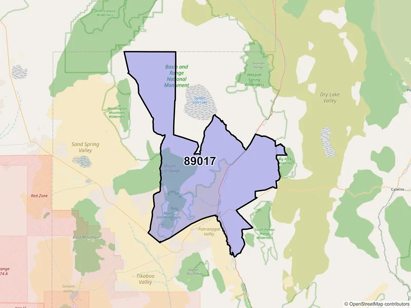 Map of ZIP Code 89017 — Hiko, NV