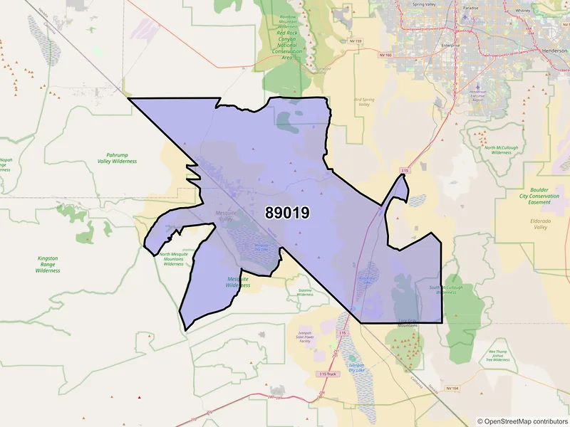 Map of ZIP Code 89019 — Jean, NV